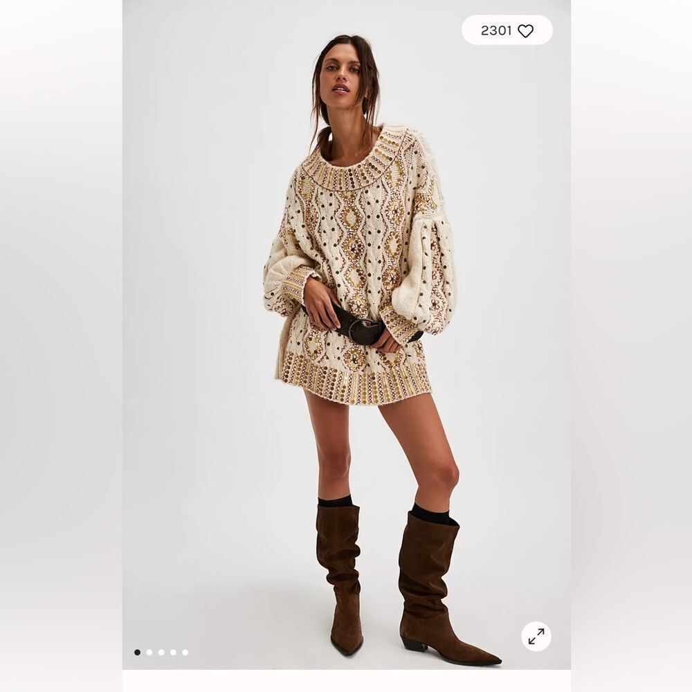 Free People Gilded Cable Embellished Sweater